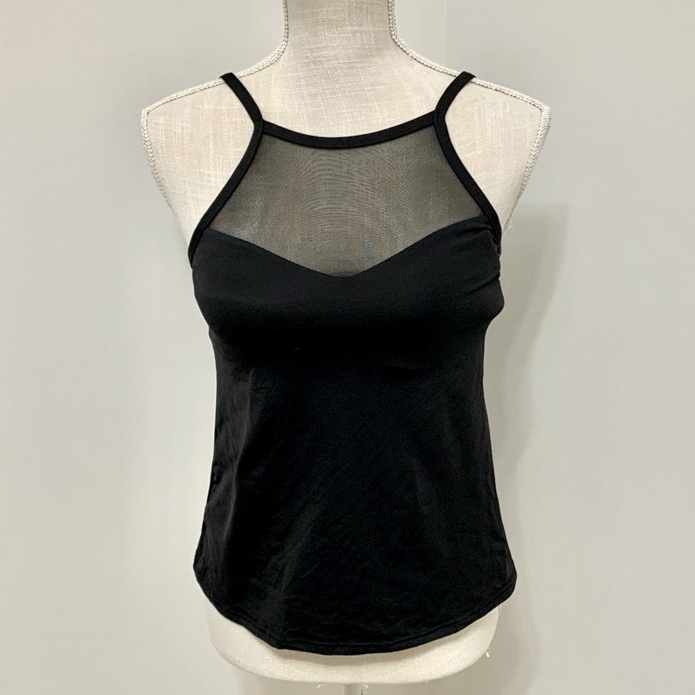 La Blanca Tankini Top - Black Mesh - 6